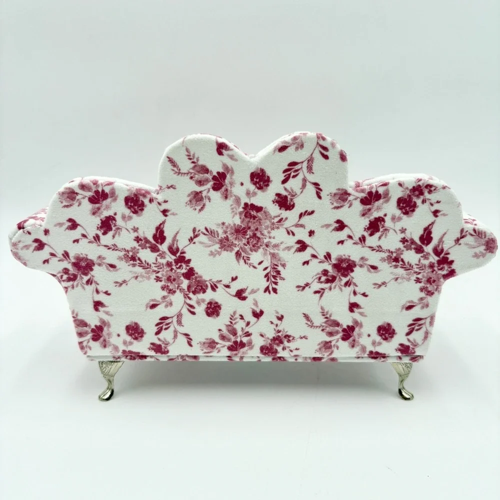 Miniature Couch Jewelry Box Floral Print Sofa Ring Holder Display Case